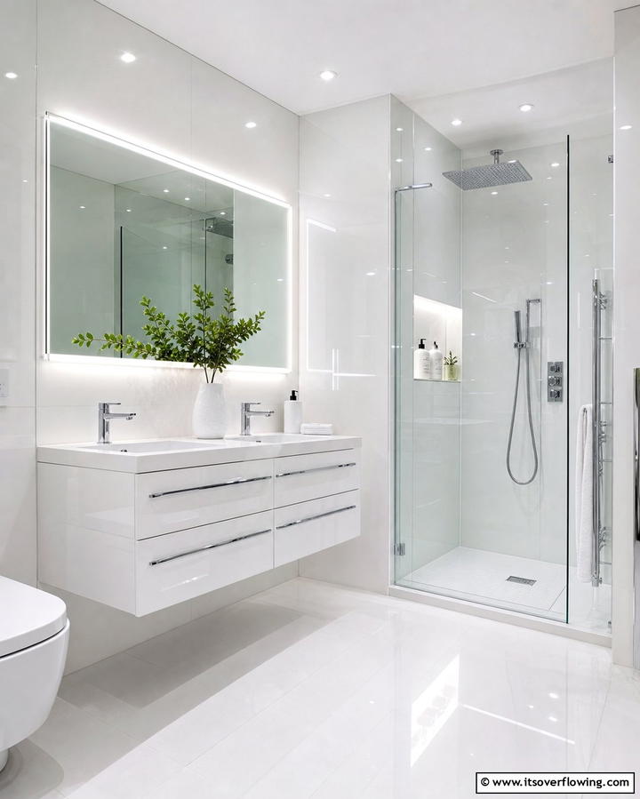 Sleek High Gloss Panels for Modern Bathrooms - 25 Bathroom Wall Paneling Ideas for a Luxurious Look
