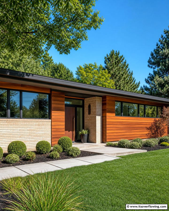 Sleek Horizontal Lines - 25 Mid-Century Modern Exterior Home Ideas for a Timeless Look