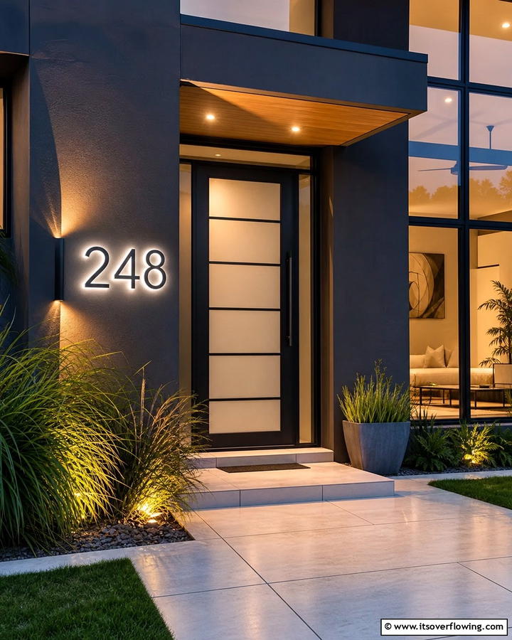 Sleek Illuminated Digits - 21 House Number Ideas to Boost Curb Appeal Creatively