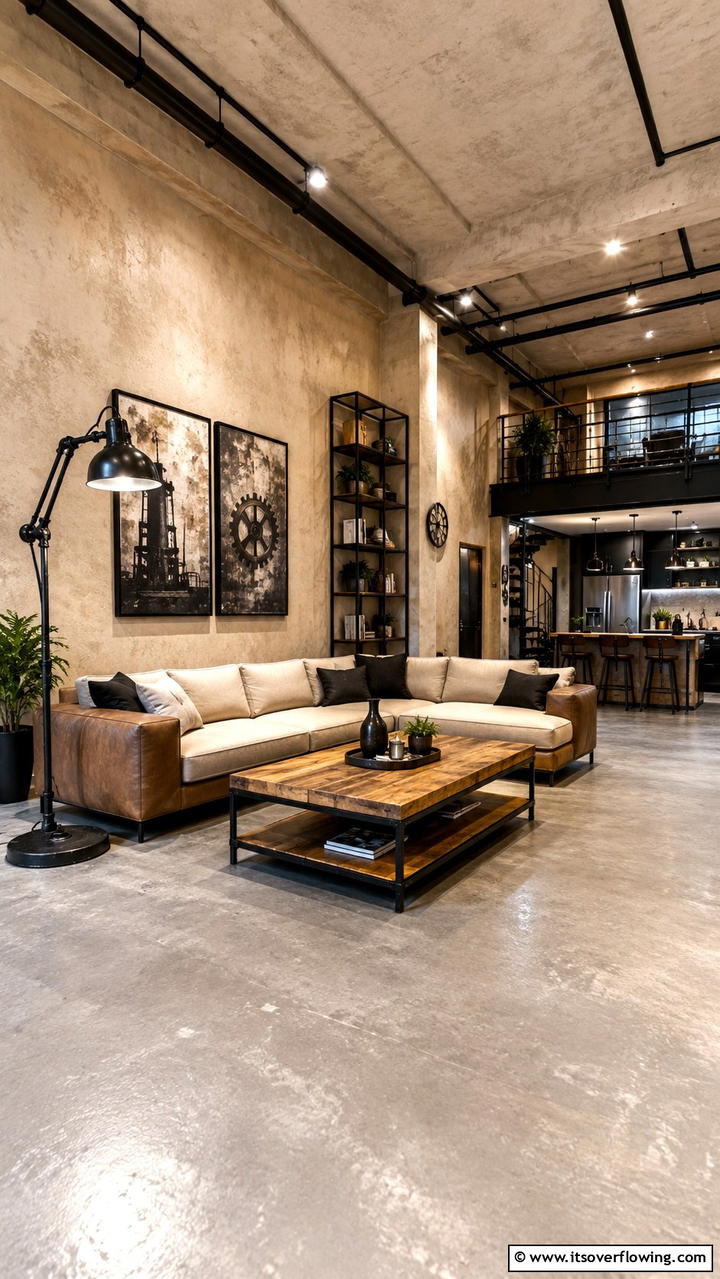 Sleek Industrial Charm - 30 Black & Beige Living Room Ideas for Modern Contrast