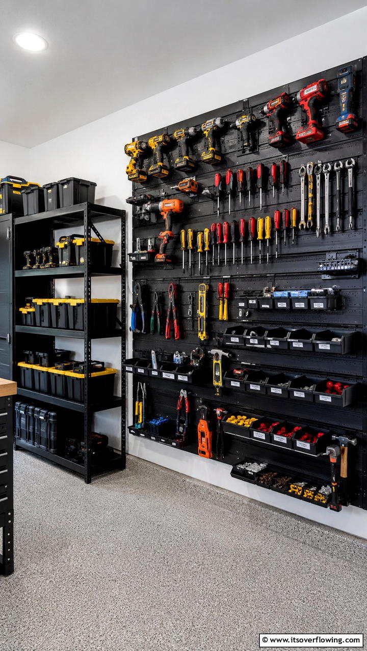 Sleek Industrial Shelving - 30 Garage Wall Ideas for Organized, Functional Spaces