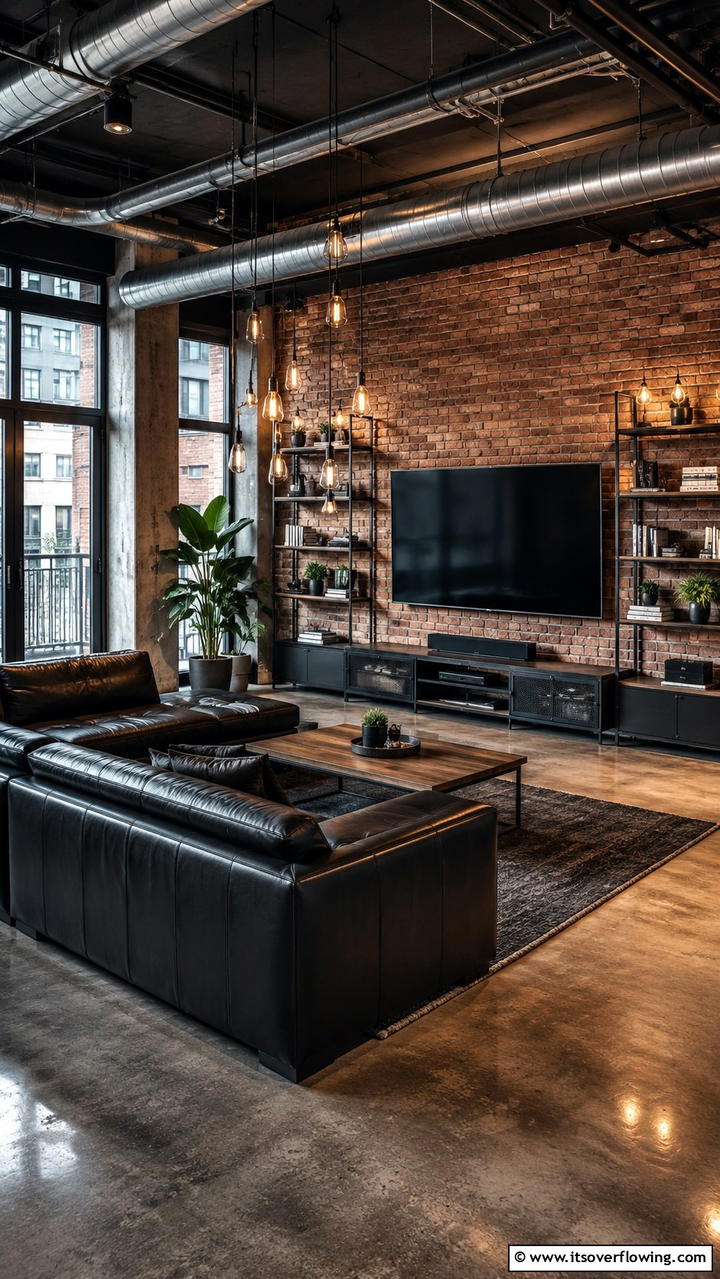 Sleek Industrial Tv Room - 21 Cozy TV Room Ideas for Ultimate Entertainment Spaces