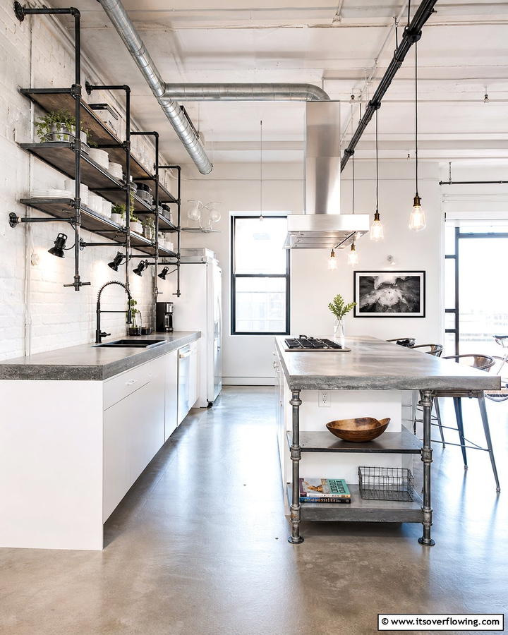 Sleek Industrial White Kitchen - 21 Kitchen Ideas with White Appliances for a Clean Look