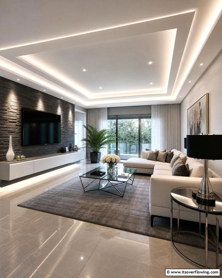 Sleek Integrated Lighting Molding - 30 Wall Molding Ideas to Elevate Your Interior Design