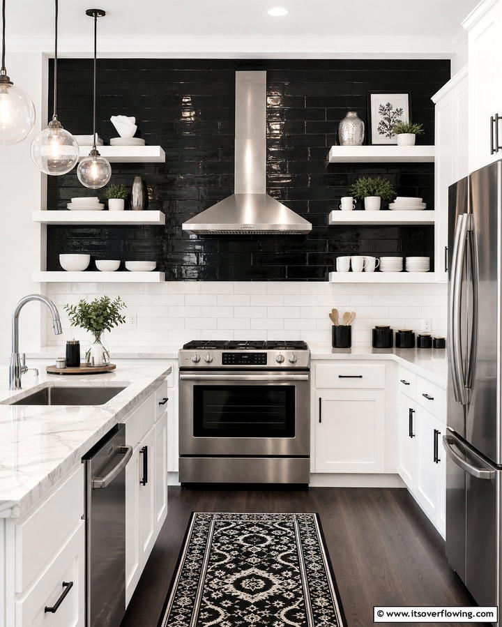 Sleek Kitchen Accent Wall - 25 Black Accent Wall Ideas for a Dramatic Statement