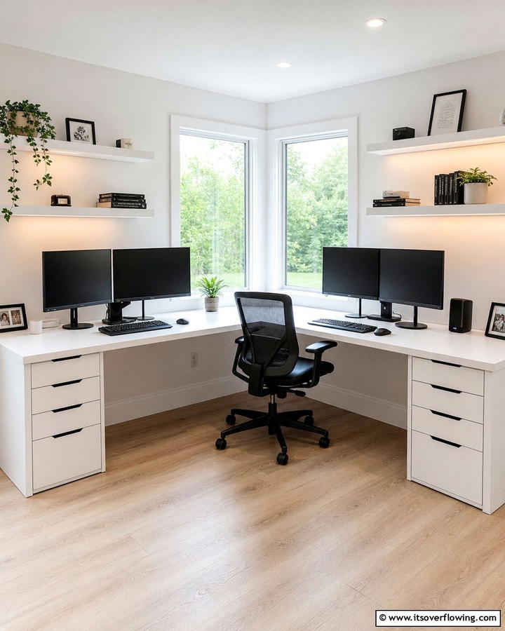Sleek L shaped Desk - 21 Desk Ideas for Productive & Stylish Home Offices