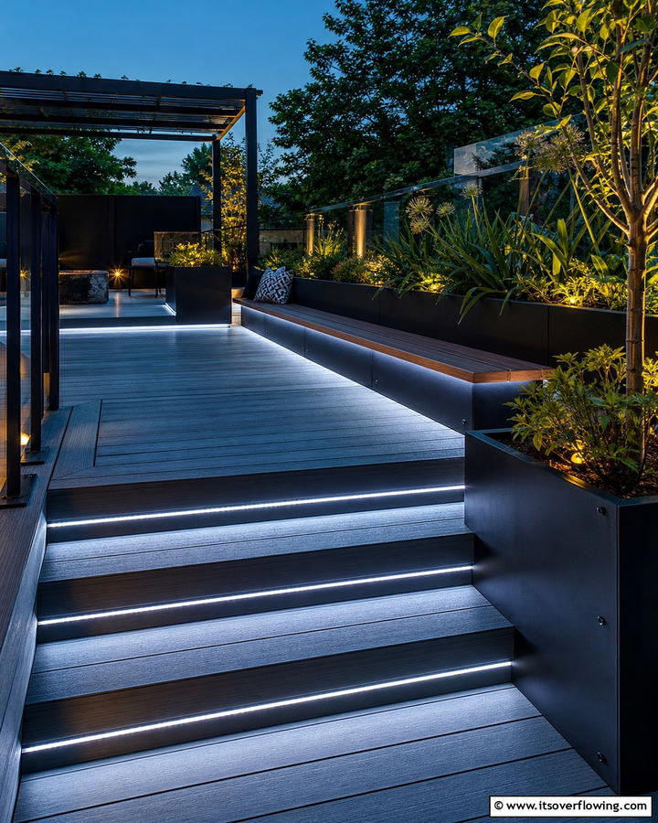Sleek LED Strip Accents - 21 Outdoor Lighting Ideas to Illuminate Your Nights