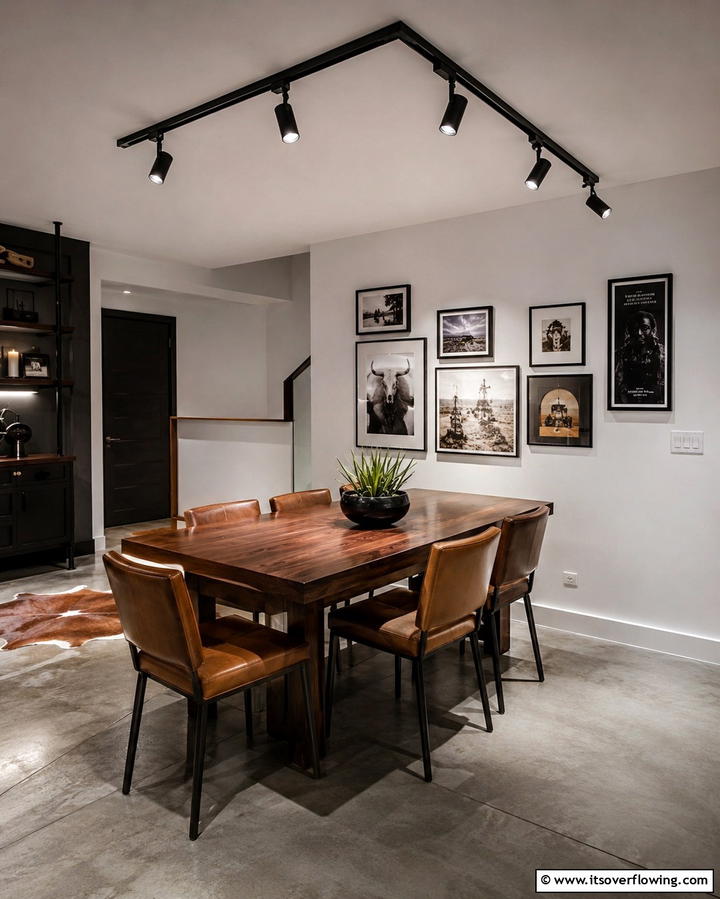 Sleek LED Track Lights - 30 Small Dining Room Lighting Ideas for Cozy Ambiance