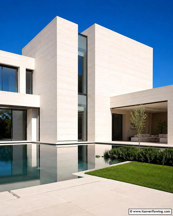Sleek Limestone Facades - 25 Stone Exterior Home Ideas for a Timeless Look