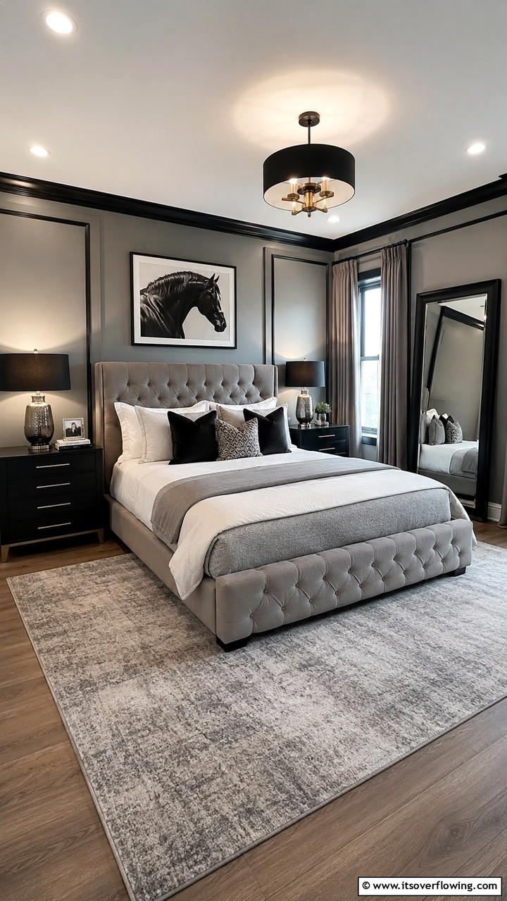 Sleek Living Room Ambiance - 30 Grey House With Black Trim Ideas- Bold Exterior Designs