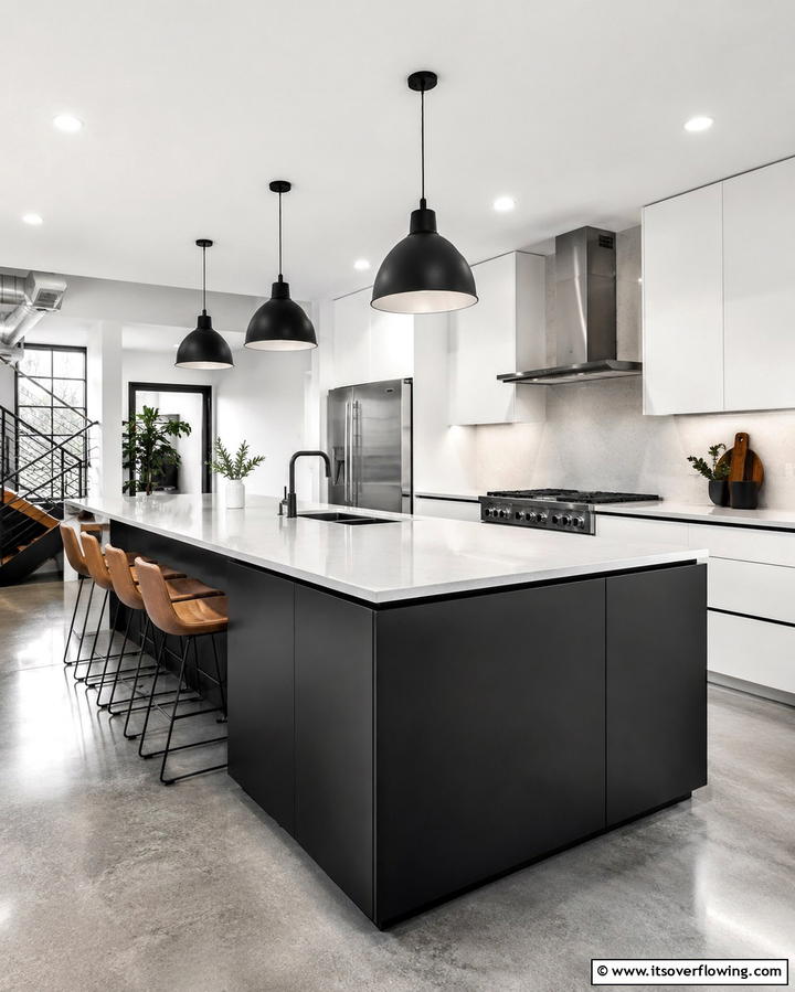 Sleek Matte Finish for a Modern Look - 25 Sleek Black Kitchen Island Ideas for a Modern Kitchen