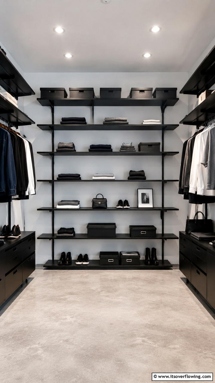 Sleek Metal Shelves - 30 Closet Shelving Ideas for Maximizing Storage and Space