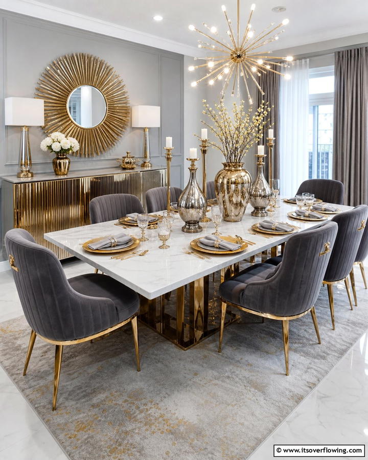 Sleek Metallic Accents - 21 Dining Table Decor Ideas to Impress Your Guests