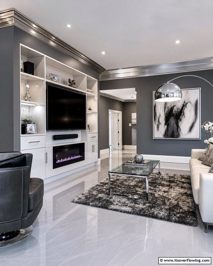 Sleek Metallic Crown Molding - 21 Crown Molding Ideas to Elevate Interior Architecture