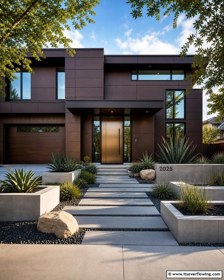 Sleek Metallic Front Door - 20 Brown House Front Door Colors for a Warm Welcome