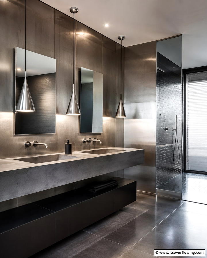 Sleek Metallics - 30 Bathroom Pendant Lighting Ideas for Modern Illumination