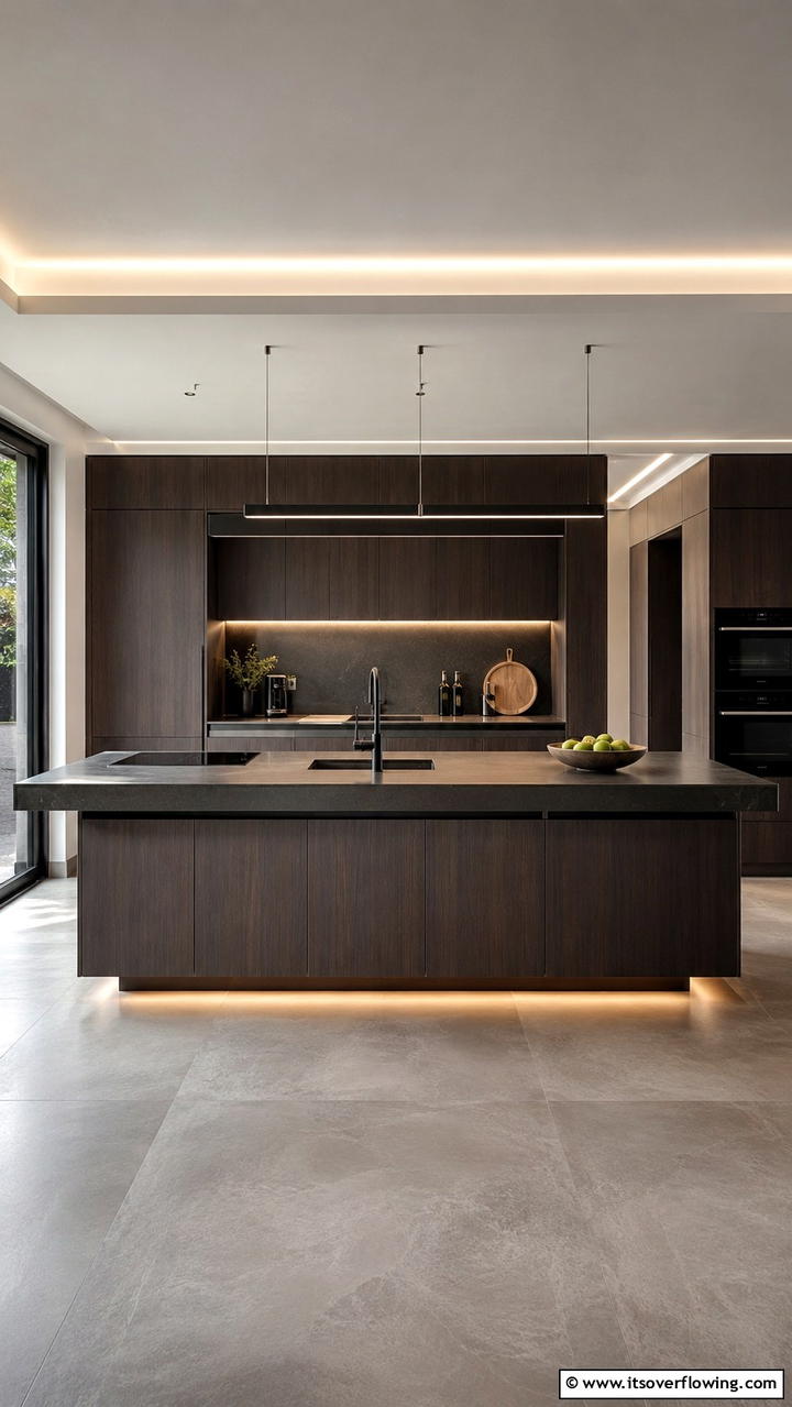 Sleek Minimalism - 30 Dark Wood Kitchen Cabinet Designs for Classic Style
