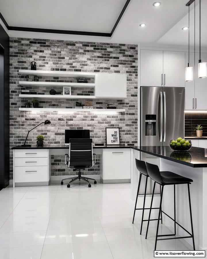 Sleek Minimalism with Monochrome Brick Wallpaper - 25 Brick Wallpaper Ideas to Transform Your Interior Spaces