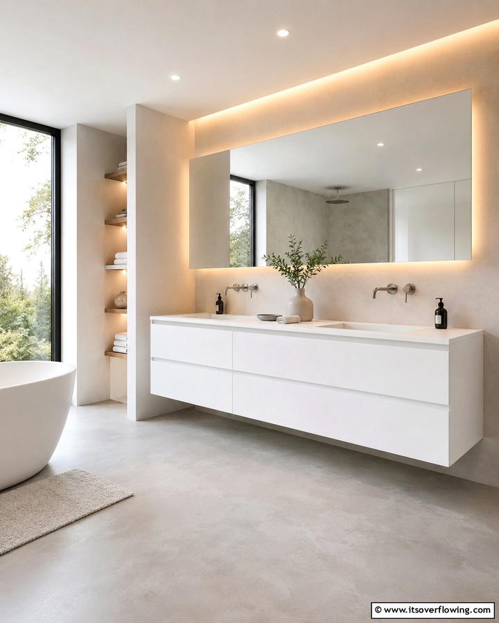 Sleek Minimalist Floating Vanity - 25 Floating Vanity Bathroom Ideas for a Modern and Sleek Look