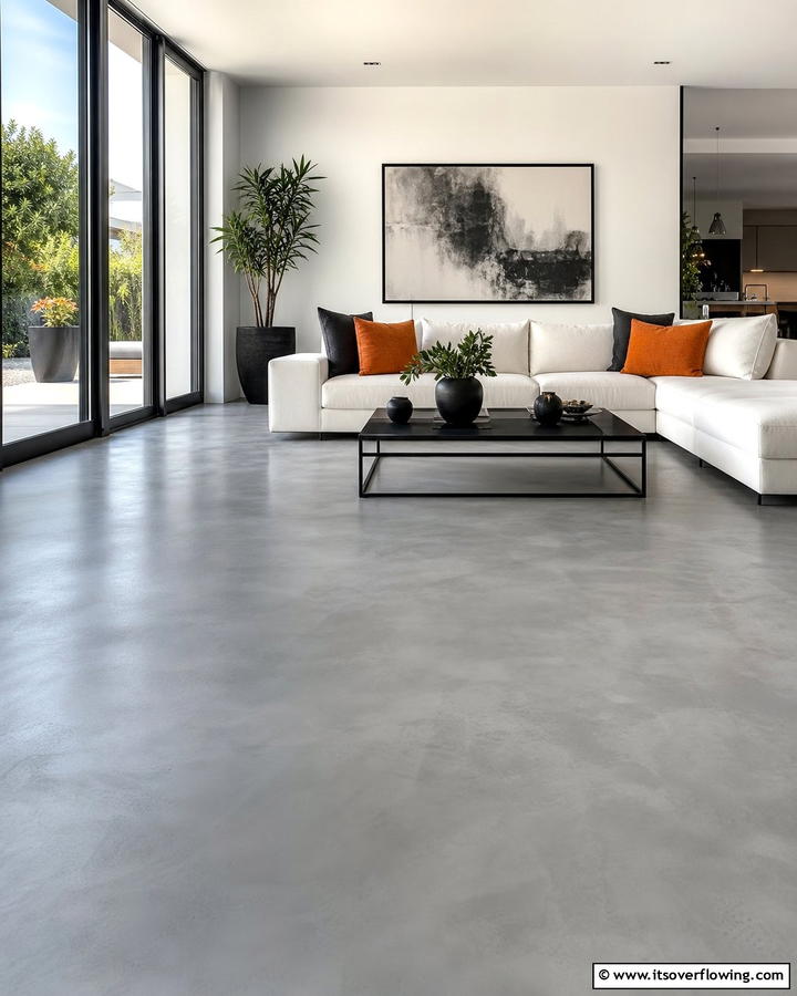 Sleek Minimalist Gray Finish - 20 Indoor Concrete Floor Paint Ideas for a Modern Look