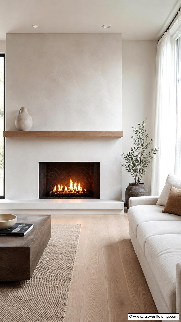 Sleek Minimalist Hearth with Mantel - 30 Fireplace Hearth Ideas to Elevate Your Living Room