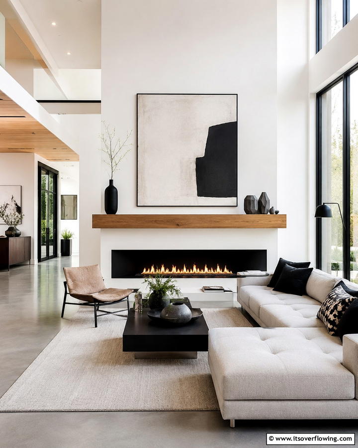 Sleek Minimalist Mantel - 20 Wood Mantel Ideas for a Cozy and Stylish Fireplace