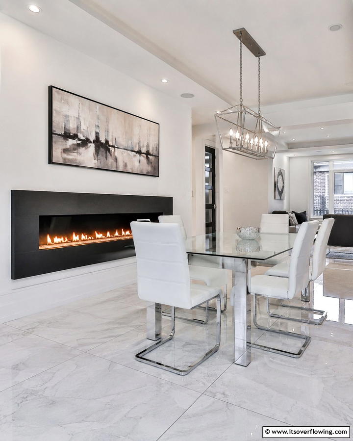 Sleek Modern Fireplace for Minimalist Dining - 25 Dining Room With Fireplace Ideas for Cozy Gatherings
