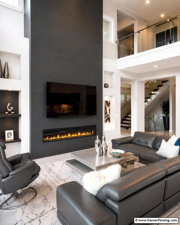 Sleek Modern Fireplaces for Contemporary Spaces - 25 Rooms With Fireplaces and Vaulted Ceilings