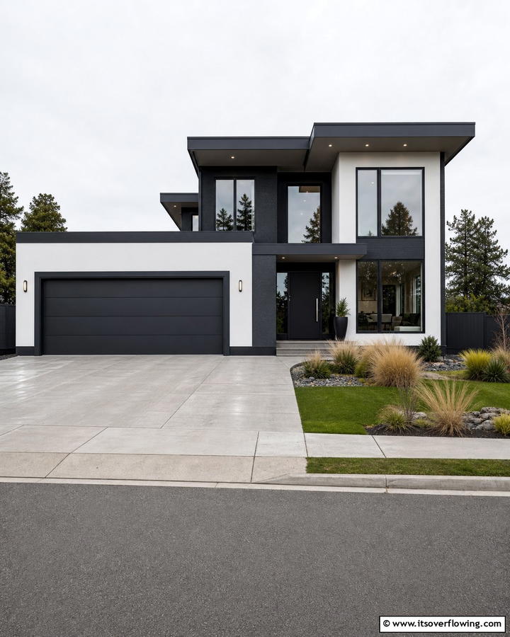 Sleek Modern Lines - 20 Exterior Garage Door Trim Ideas to Boost Curb Appeal