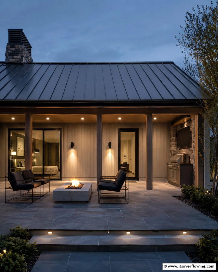 Sleek Modern Look with Standing Seam Metal Roof - 25 Metal Roof Porch Design Ideas for a Durable Space