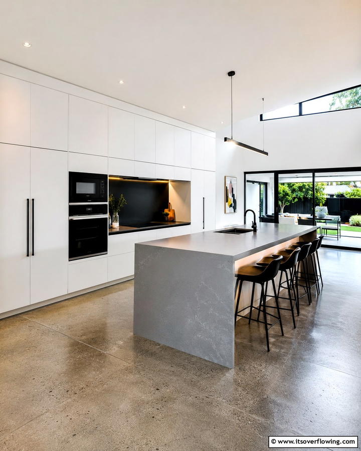 Sleek Modern Minimalism - 25 White Kitchen Cabinets with Grey Island Ideas