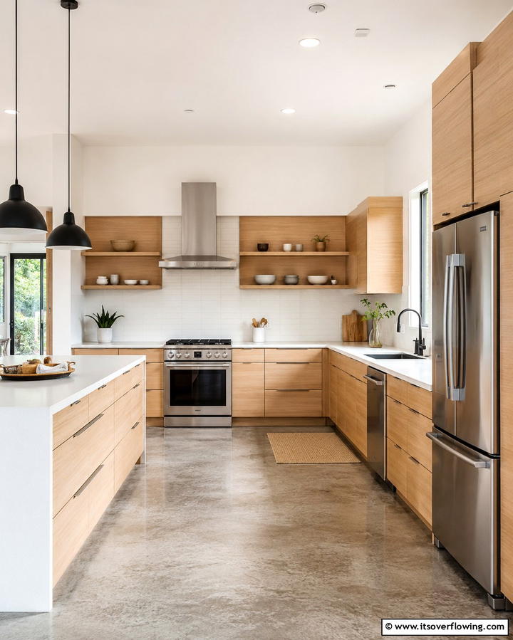 Sleek Modern Minimalism - 30 Kitchens with Light Wood Cabinets- Warm & Airy Designs