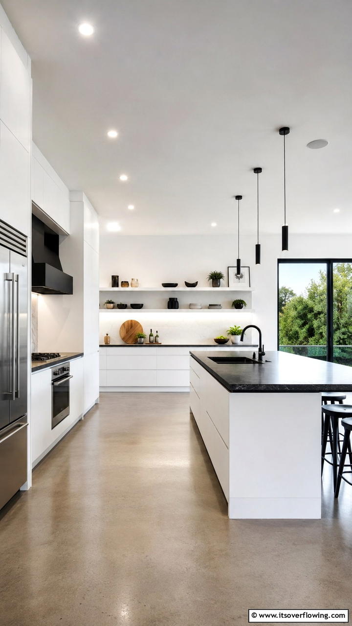 Sleek Modern Minimalism - 21 White Kitchen with Black Countertops Design Ideas