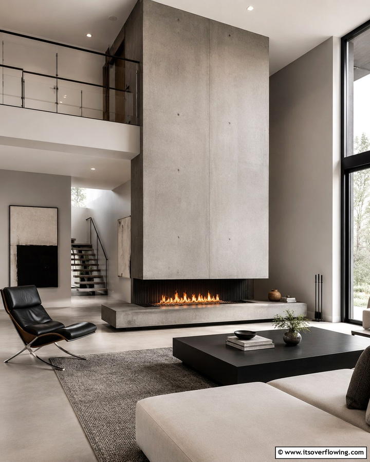 Sleek Modern Minimalism - 25 Floor to Ceiling Fireplace Ideas- Stunning & Modern