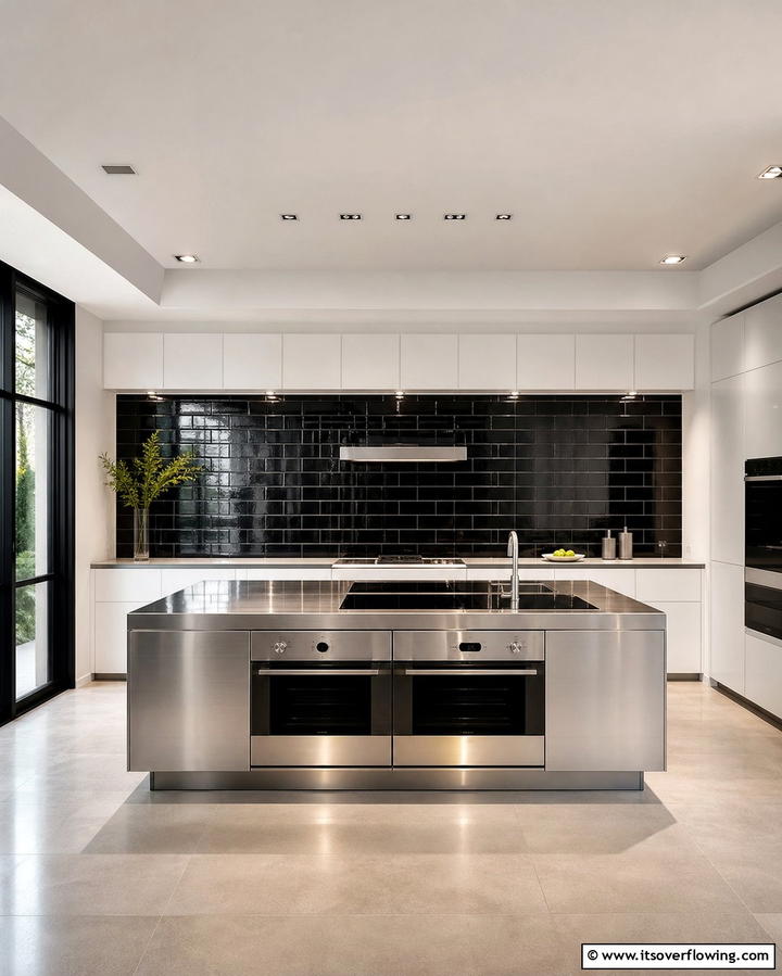 Sleek Modern Minimalism - 25 Kitchen With Black Backsplash Ideas for Drama