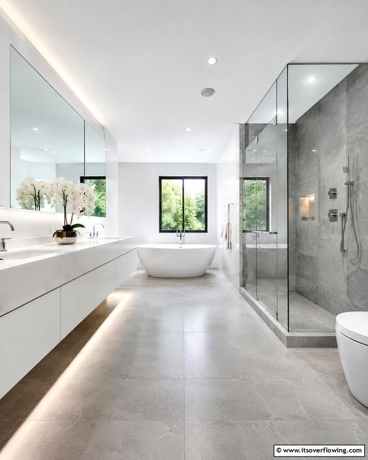 Sleek Modern Minimalism with Gray Floors - 30 Gray Floor Bathroom Design Ideas for Sleek Minimalism