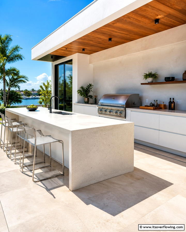 Sleek Modern Outdoor Kitchen with Clean Lines - 25 Outdoor Kitchen on Deck Ideas for Seamless Entertaining