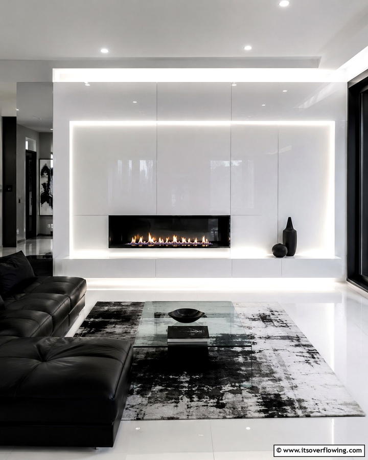 Sleek Modern Panels - 25 Fireplace Accent Wall Ideas for a Stunning Focal Point