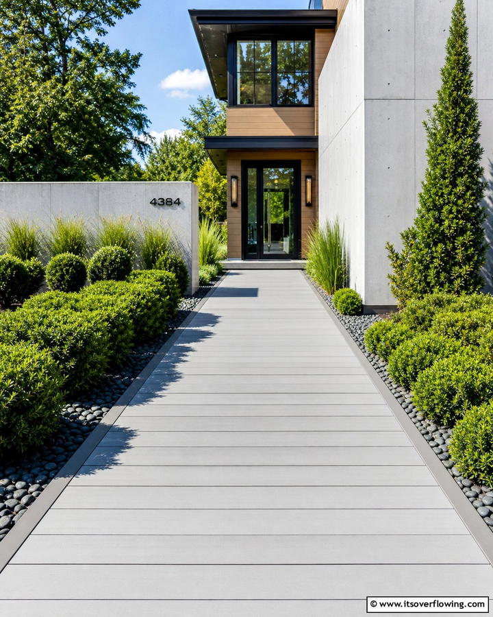 Sleek Modern Pathways - 20 Composite Walkway Ideas for a Durable and Beautiful Path