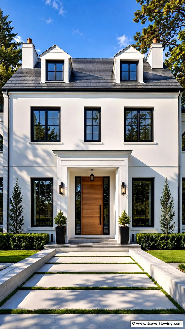 Sleek Modern Twist - 30 Colonial Front Door Ideas to Enhance Your Home’s Charm