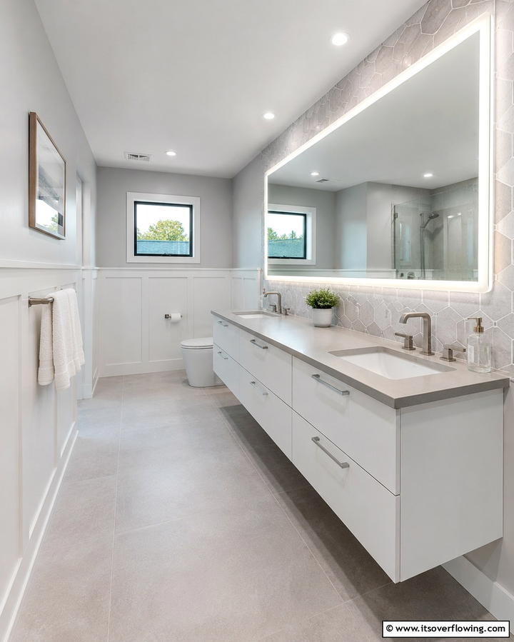 Sleek Modern Wainscoting - 25 Bathroom Wainscoting Ideas to Elevate Your Decor