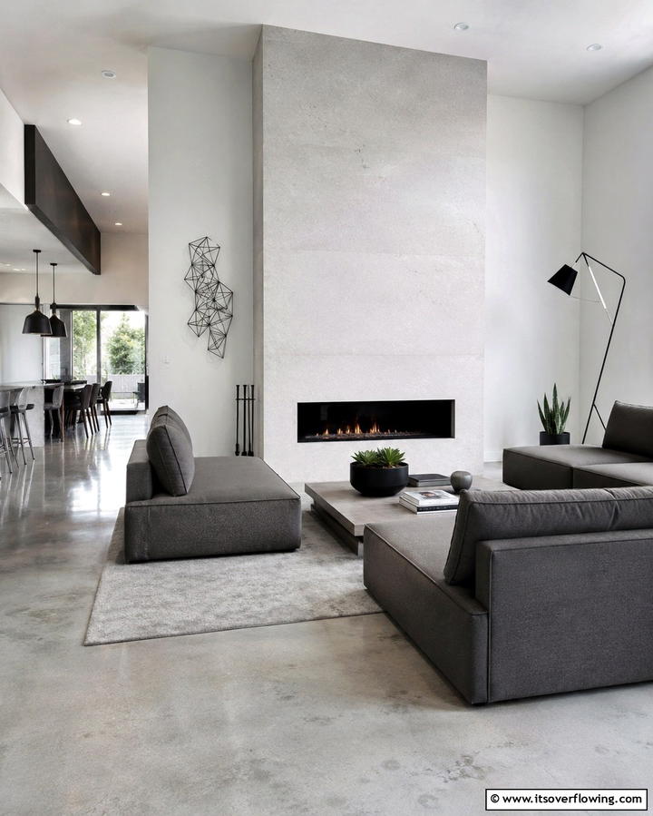 Sleek Modernity with Smooth Stone - 25 Floor-to-Ceiling Stone Fireplace Ideas for Cozy Homes