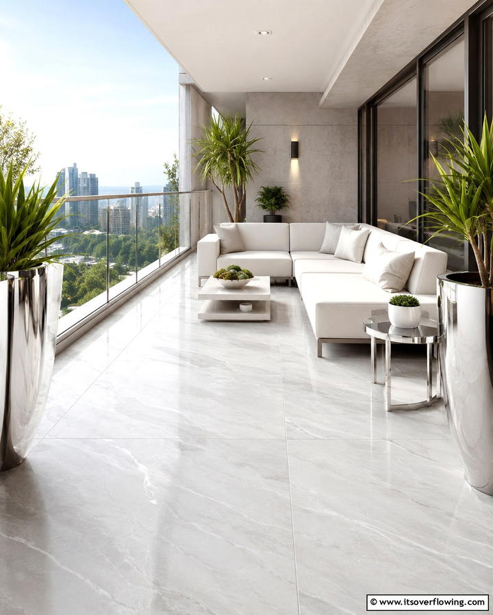 Sleek Porcelain Tiles - 25 Balcony Tiles Ideas for Stylish Outdoor Spaces