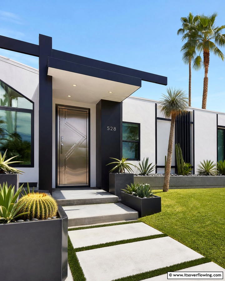 Sleek Silver - 30 Retro Mid-Century Front Door Colors to Boost Curb Appeal
