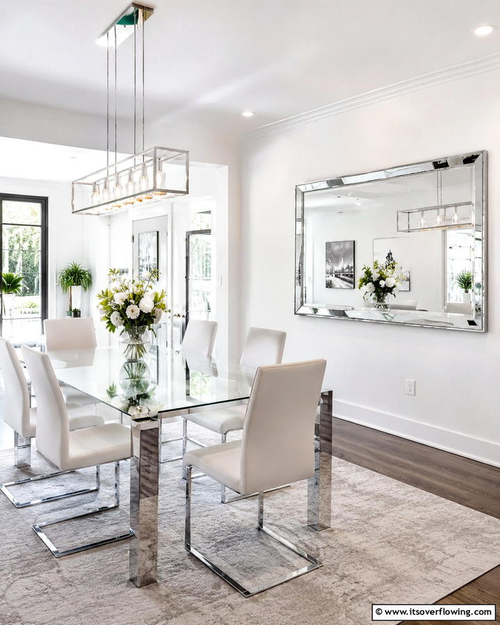 Sleek Silver Finish - 30 Stunning Dining Room Mirror Ideas for Elegance