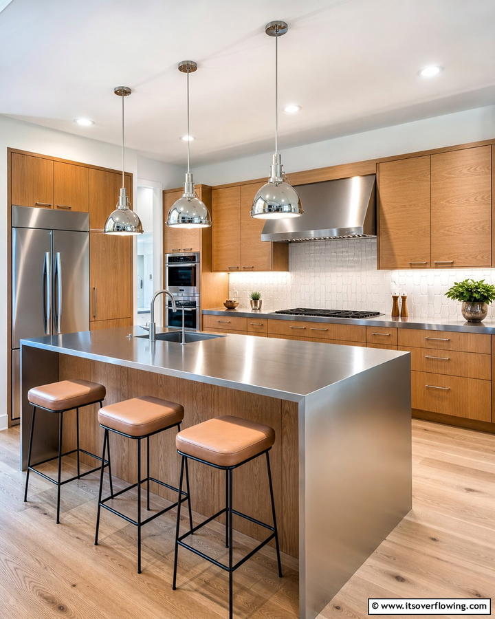 Sleek Silver Modernity - 30 Countertop Colors That Harmonize With Oak Cabinets