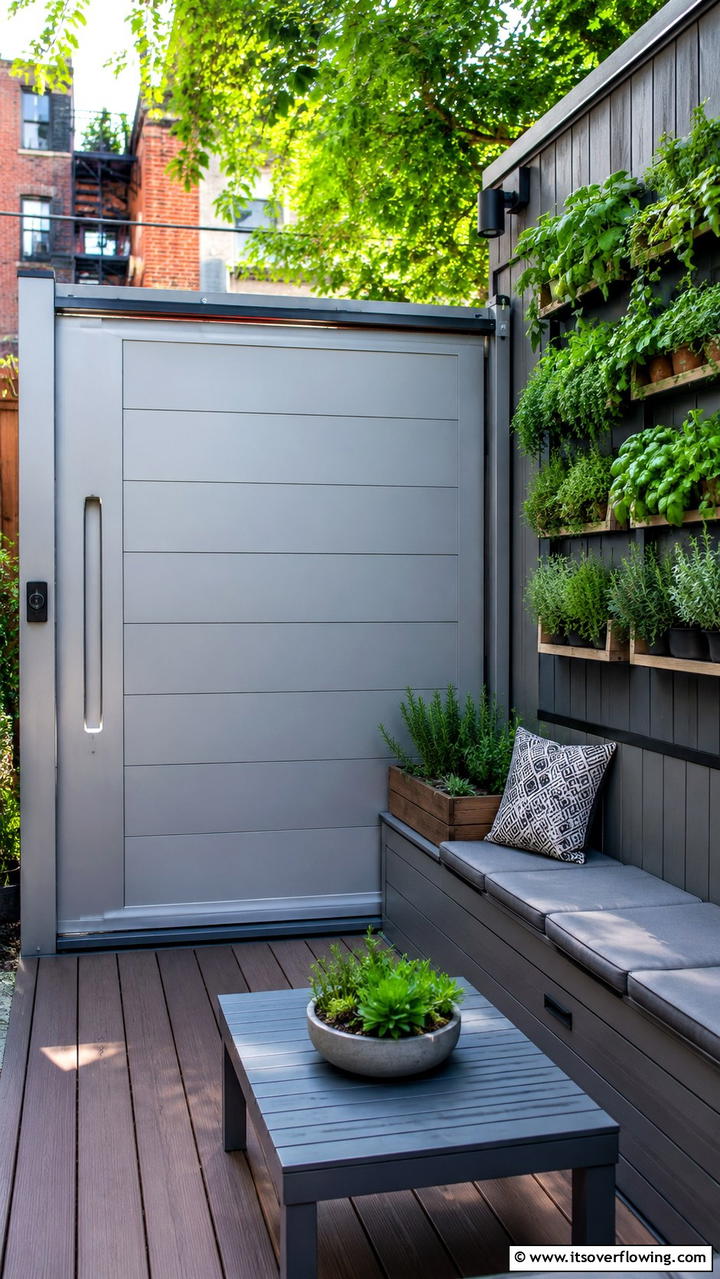 Sleek Sliding Gate - 30 Deck Gate Ideas for Safety and Outdoor Style