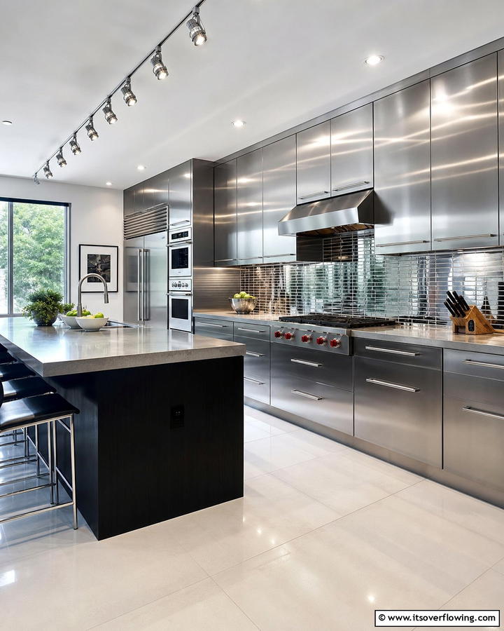 Sleek Stainless Accents - 21 Kitchen Cabinet Color Ideas for Bold & Subtle Styles