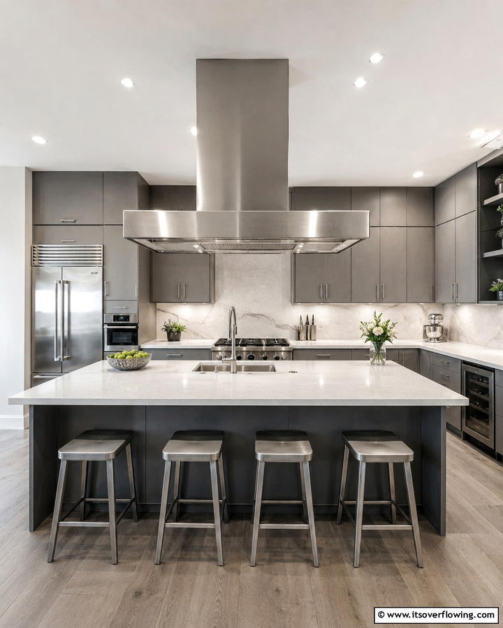Sleek Stainless Steel Range Hood - 25 Range Hood Ideas to Upgrade Your Kitchen Design