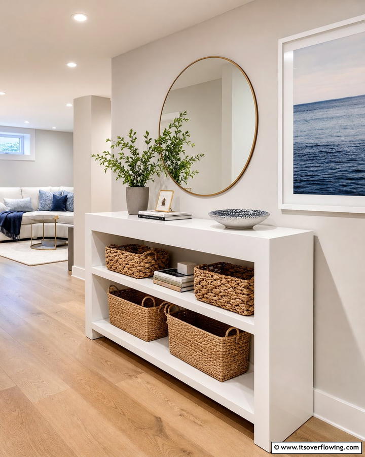 Sleek Storage Console Table - 30 Basement Furniture Ideas for Functional Living Spaces